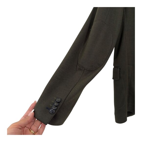 H.E. By Mango Slim Fit Mens Olive Green Blazer Jacket Size USA XS Patched elbow - Picture 11 of 12